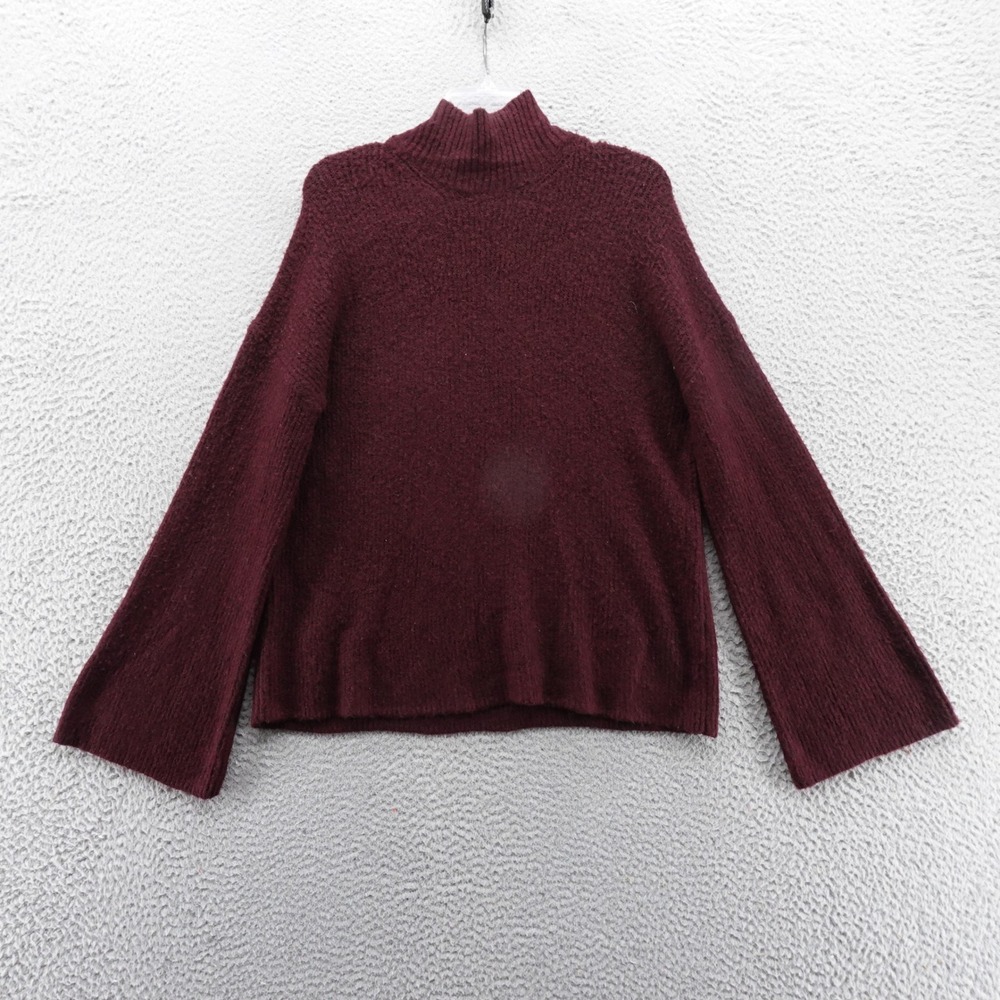 French Connection‎ Burgundy Mock Neck Bell Sleeve Knit Sweater Small NEW